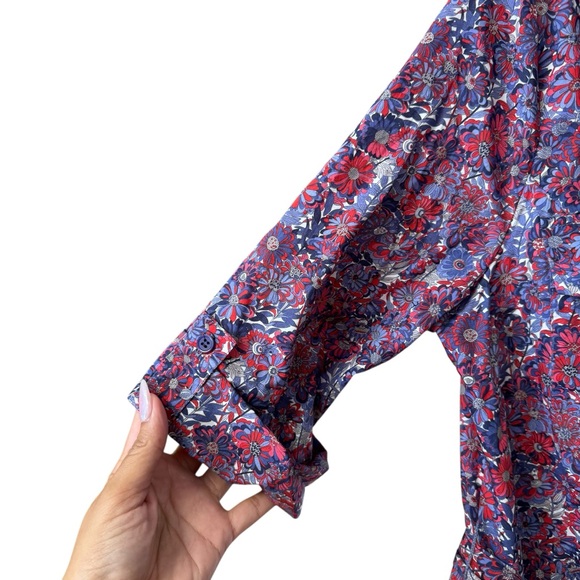 Lord & Taylor Liberty Art Floral Button Up Shirt Dress Size 12 Colorful Cotton - Picture 5 of 10